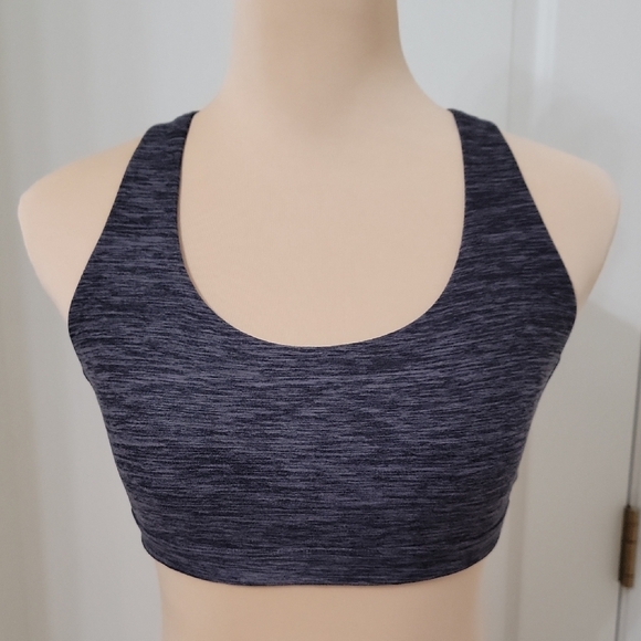 Victoria's Secret Size M Black & Purple Marled Strappy Sports Bra, No Padding - Picture 1 of 12